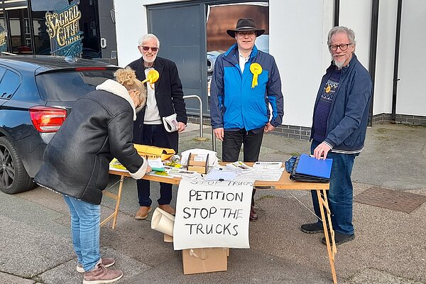Local Lib Dems gathering signatures for the Stop The Trucks petition